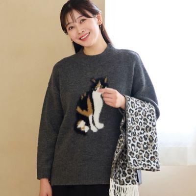 3Lサイズあり】三毛猫セーター（21136602） | MISSEL