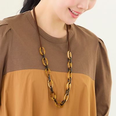 ＜MISSEL＞べっ甲調チェーンネックレス（２１１４２６０７）