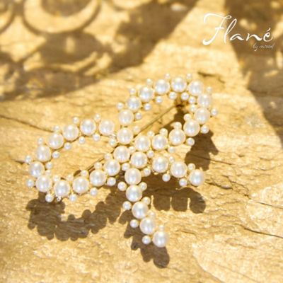 パールブローチ 一部店舗／WEB限定】パールモチーフリボンブローチ