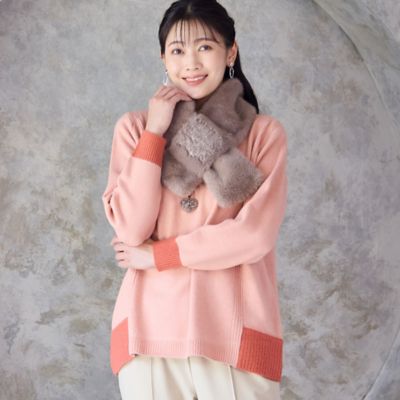 洗える・別注・大きいサイズ】刺繍入りフェイクファーマフラー