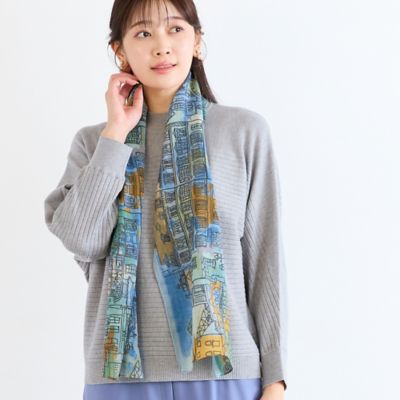 一部店舗／WEB限定・ウール100％】街並み柄ウールストール