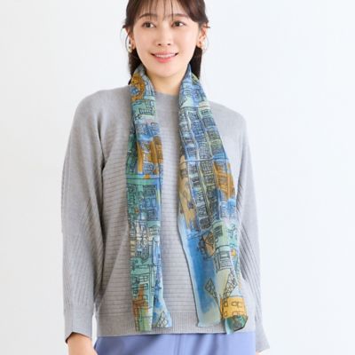 一部店舗／WEB限定・ウール100％】街並み柄ウールストール