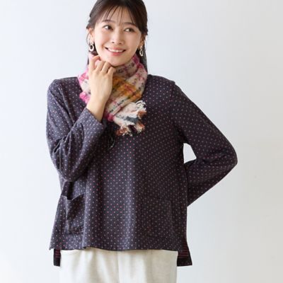WEB限定・フランス製・洗える】ウール混チェック柄マフラー