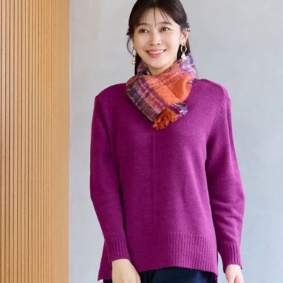 WEB限定・フランス製・洗える】ウール混チェック柄マフラー