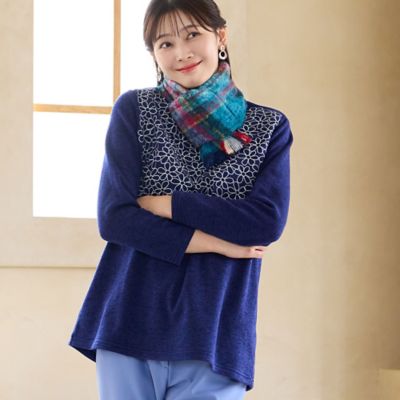 WEB限定・フランス製・洗える】ウール混チェック柄マフラー