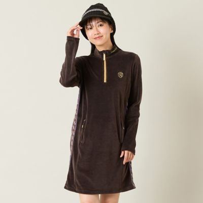 ◯CASTELBAJA ハーフジップ ワンピース レディース】ヘビーベロアハーフジップワンピース