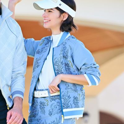 Women's】【セットアップ可】ミモザジャカードブルゾン