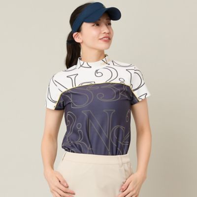 Women's】【接触冷感／吸湿速乾】ロゴプリントモックネック