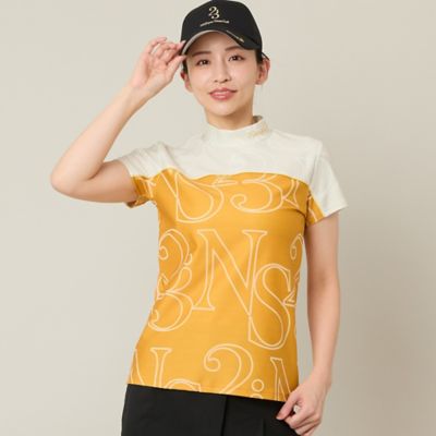 Women's】【接触冷感／吸湿速乾】ロゴプリントモックネック