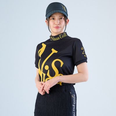 【林菜乃子プロ着用】【レディース】パネルジャカード半袖モックネック（２３１２３５５２）