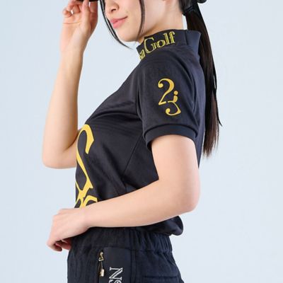 【林菜乃子プロ着用】【レディース】パネルジャカード半袖モックネック（２３１２３５５２）