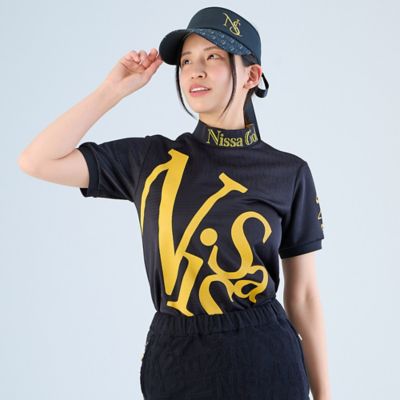 【林菜乃子プロ着用】【レディース】パネルジャカード半袖モックネック（２３１２３５５２）