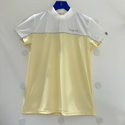 V12 ゴルフ　モックシャツ　半袖　メンズ　サイズM イエロー V12［ヴィトゥエルブ］S/JAQUARD MOCK/半袖モックネック