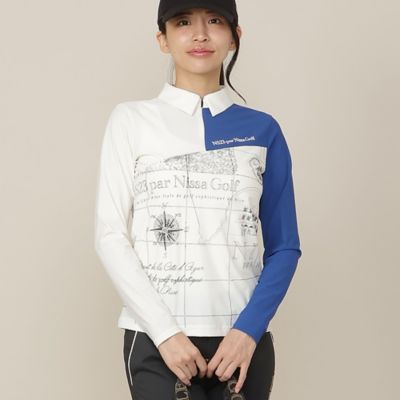 23区　世界地図風　カットソー　黒　新品未使用　格安 Women's／透湿性／防シワ性】地図プリントジャージーシャツ