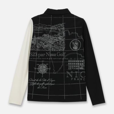 Women's／透湿性／防シワ性】地図プリントジャージーシャツ