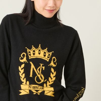 レディース】オリジナルロゴカシミヤインターシャニットセーター