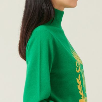 レディース】オリジナルロゴカシミヤインターシャニットセーター