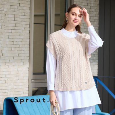 ＜Liliane Burty (Women/大きいサイズ)＞【Ｓｐｒｏｕｔ．】ローゲージ　綿ニットベスト（５０００２５５１）