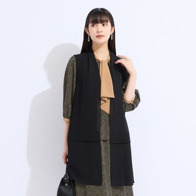 ＜Liliane Burty (Women/大きいサイズ)＞【セットアップ対応】梨地ジョーゼットノーカラーベスト（５０００４５４１）