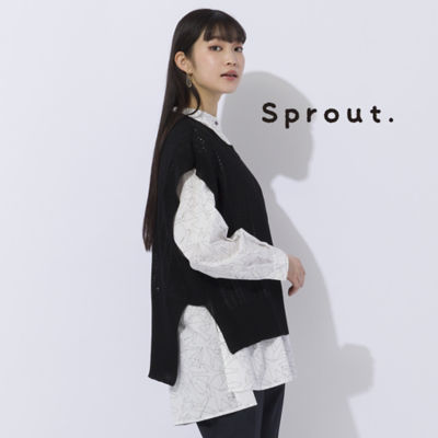 ＜Liliane Burty (Women/大きいサイズ)＞【Ｓｐｒｏｕｔ．】アイレット編み　プルオーバーニットベスト（５０００５４５１）