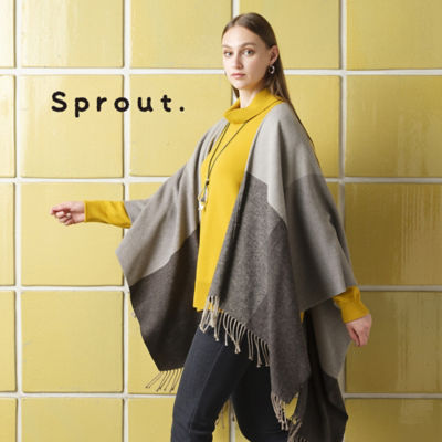 ＜Liliane Burty (Women/大きいサイズ)＞【Ｓｐｒｏｕｔ．】綿アクリルビックチェックポンチョ（５０００６４７２）