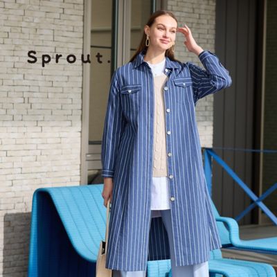 【Ｓｐｒｏｕｔ．】ナチュラルストライプ　シャツワンピ（５００１２５５１）