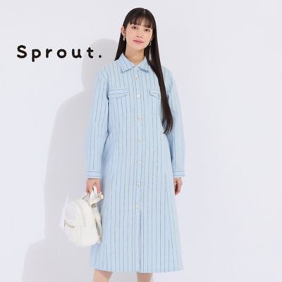 Liliane Burty (Women/大きいサイズ)/リリアン ビューティ 【Sprout.】ナチュラルストライプ シャツワンピ(50012551)