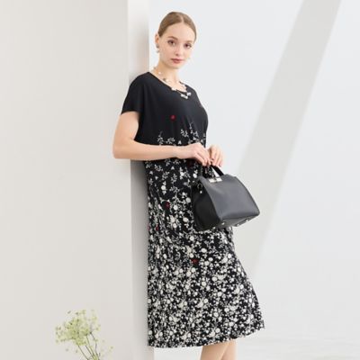 M～4L】ウォッシャブルフラワープリントワンピース