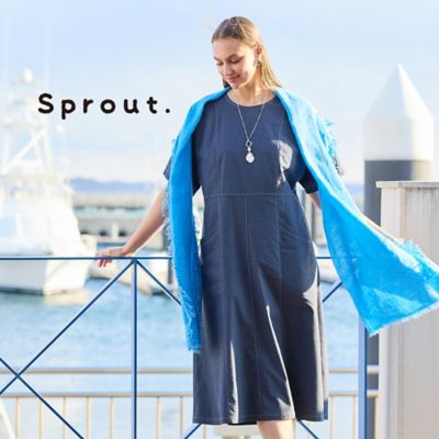 ＜Liliane Burty (Women/大きいサイズ)＞【Ｓｐｒｏｕｔ．】綿麻混デニム　ドルマンスリーブワンピ（５００１３５５１）