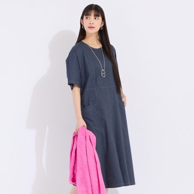 【Ｓｐｒｏｕｔ．】綿麻混デニム　ドルマンスリーブワンピ（５００１３５５１）