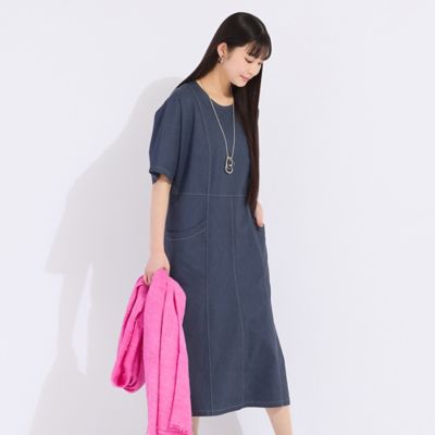 【Ｓｐｒｏｕｔ．】綿麻混デニム　ドルマンスリーブワンピ（５００１３５５１）