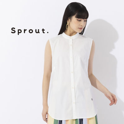 ＜Liliane Burty (Women/大きいサイズ)＞【Ｓｐｒｏｕｔ．】綿混バンドカラー　ノースリーブブラウス（５００３１４５１）