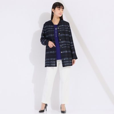 米沢織　かすりチェックブラウス（５００３２５１２）