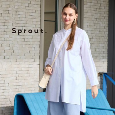 【Ｓｐｒｏｕｔ．】トルコ製素材　綿ジャカードバンドカラーブラウス（５００３２５５１）