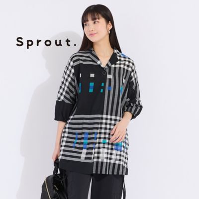 【Ｓｐｒｏｕｔ．】ウォッシャブル　チェックカットジャカード　ブラウス（５００３２５７２）