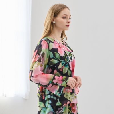 ＜Liliane Burty (Women/大きいサイズ)＞【Ｍ～４Ｌ／セットアップ対応】オーストリア製素材フリルブラウス（５００３２６０１）