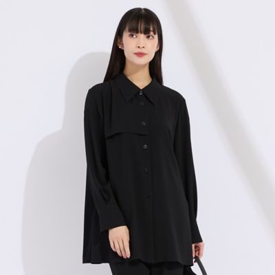 M～4L／セットアップ対応】バックサテン梨地衿付きブラウス