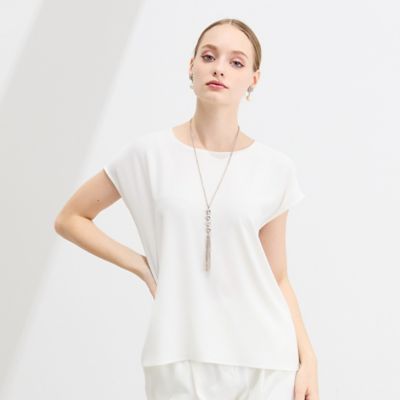 ＜Liliane Burty (Women/大きいサイズ)＞【Ｍ～４Ｌ／セットアップ対応】バックサテン梨地フレンチスリーブブラウス（５００３２６４２）