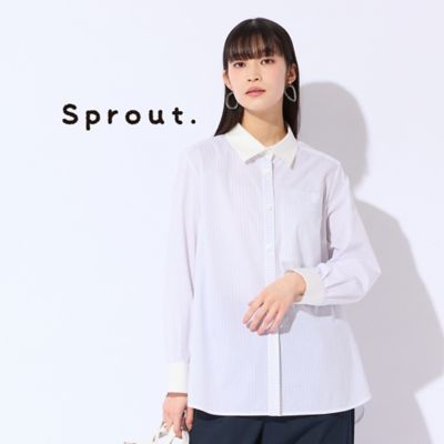 ＜Liliane Burty (Women/大きいサイズ)＞【Ｓｐｒｏｕｔ．／Ｍ～４Ｌ】イタリア製素材配色使いライン／小花プリントブラウス（５００３２６５２）