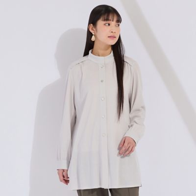 ウォッシャブル　コットンメッシュロングブラウス（５００３３５１１）