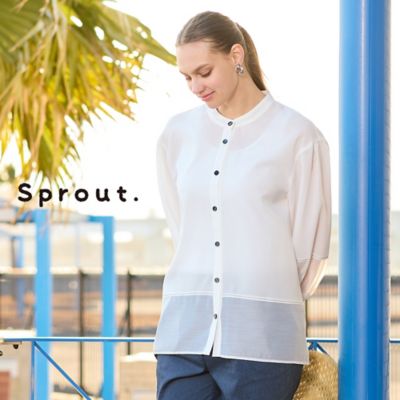 ＜Liliane Burty (Women/大きいサイズ)＞【Ｓｐｒｏｕｔ．】ポプリン×オーガンジー　シアーブラウス（５００３３５５１）