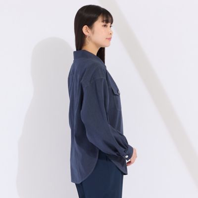Sprout．】デニム調 麻混ドロップショルダーブラウス