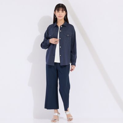 【Sprout.】デニム調　麻混ドロップショルダーブラウス Sprout.】デニム調 麻混ドロップショルダーブラウス
