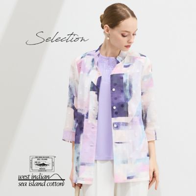 ＜Liliane Burty (Women/大きいサイズ)＞【１１～１７号】海島綿カットジャカードプリントブラウス（５００３３６６１）