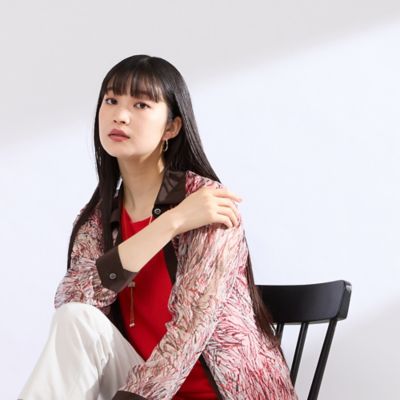 ＜Liliane Burty (Women/大きいサイズ)＞【Ｍ～４Ｌ】ラインペイント　ウォッシャブルブラウス（５００３４５０１）