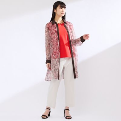【Ｍ～４Ｌ】ラインペイント　ウォッシャブルブラウス（５００３４５０１）