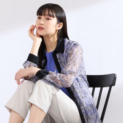 【Ｍ～４Ｌ】ラインペイント　ウォッシャブルブラウス（５００３４５０１）
