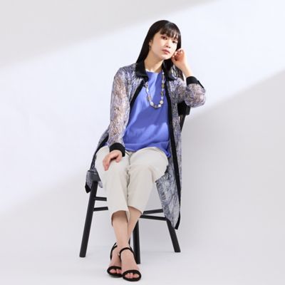 【Ｍ～４Ｌ】ラインペイント　ウォッシャブルブラウス（５００３４５０１）