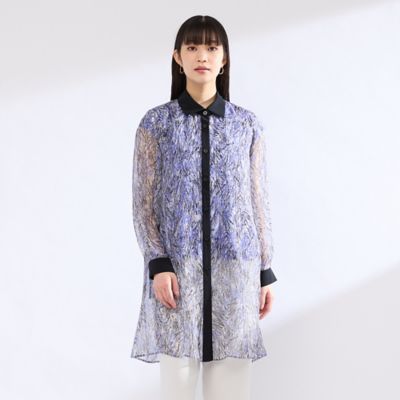 【Ｍ～４Ｌ】ラインペイント　ウォッシャブルブラウス（５００３４５０１）