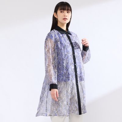 【Ｍ～４Ｌ】ラインペイント　ウォッシャブルブラウス（５００３４５０１）